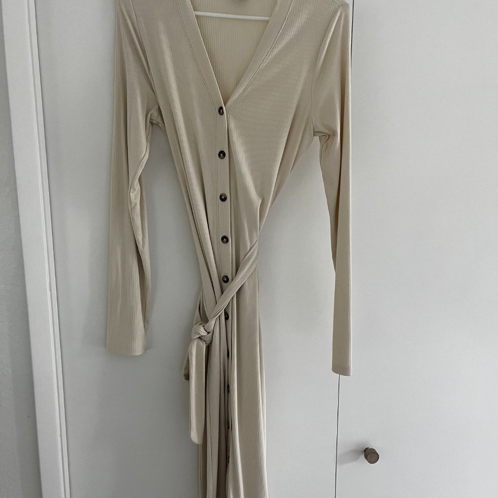 Banana Republic Button Front Ribbed Midi Dress